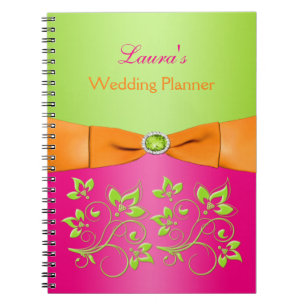 Personalized Pink Orange Lime Floral Notebook