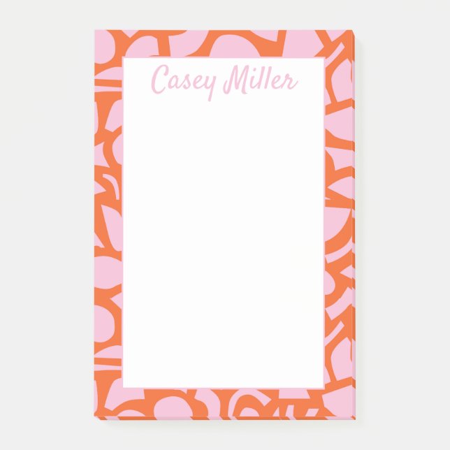 Personalized Pink & Orange, Preppy  Post-it Notes (Front)