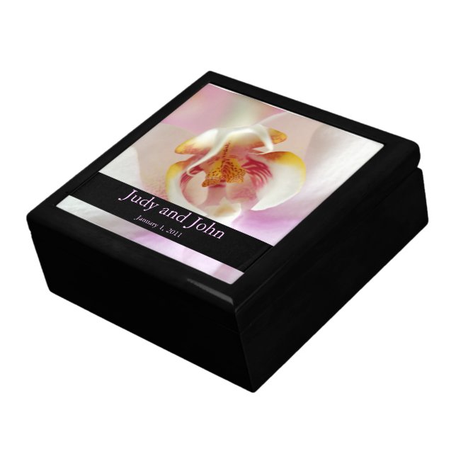 Personalized Pink Orchid Wedding Gift Box (Side)