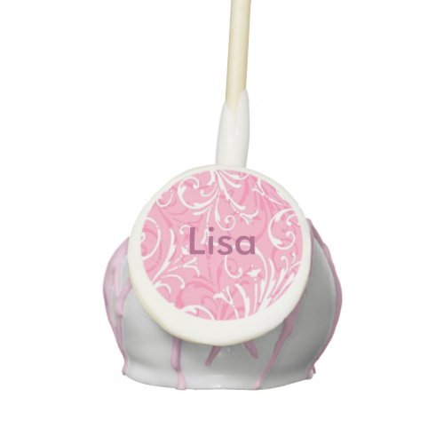 Personalized Pink Ornamental Cake Pops