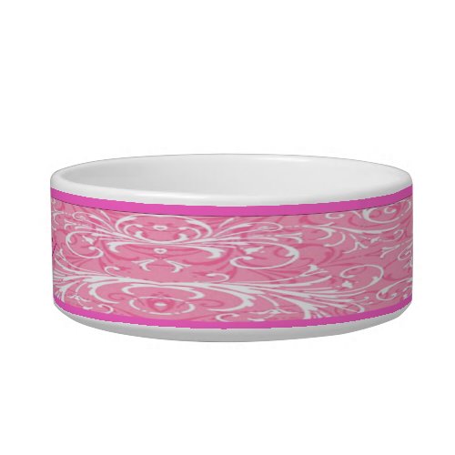 Personalized Pink Ornamental Pet Bowl