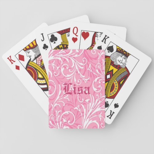 Personalized Pink Ornamental Playing Cards
