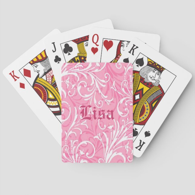 Personalized Pink Ornamental Playing Cards (Back)