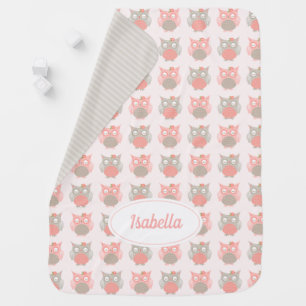 Personalized Pink Owl Baby Blanket