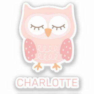 Personalized Pink Owl cute girls Sticker