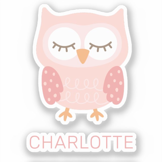 Personalized Pink Owl cute girls Sticker (Front)
