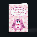 Personalized Pink Owl Happy Birthday Card Sister<br><div class="desc">Personalized Pink Owl Happy Birthday Card for Sister</div>