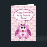 Personalized Pink Owl Happy Birthday Card Sister<br><div class="desc">Personalized Pink Owl Happy Birthday Card for Sister</div>