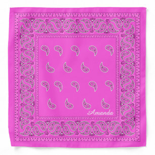 Personalized pink paisley bandana, edit name bandana