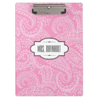 Personalized Pink Paisley Clipboard