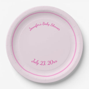 Personalized Pink Paper Plates