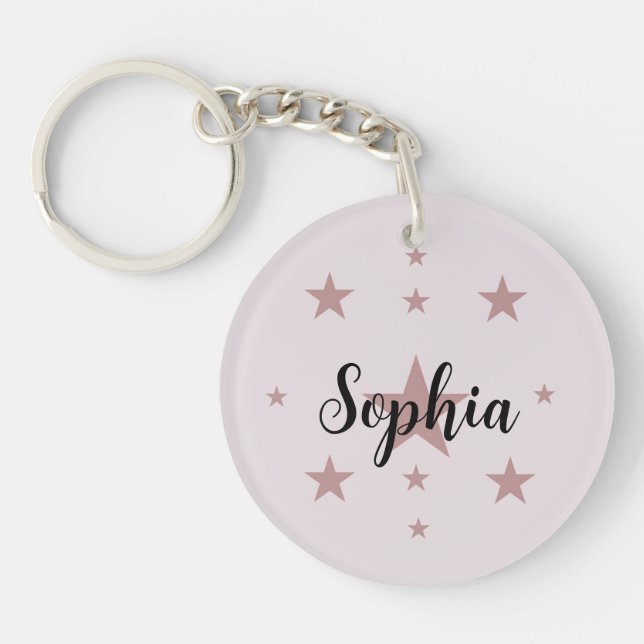 Personalized Pink Pastel Star Acrylic Keychain (Front)