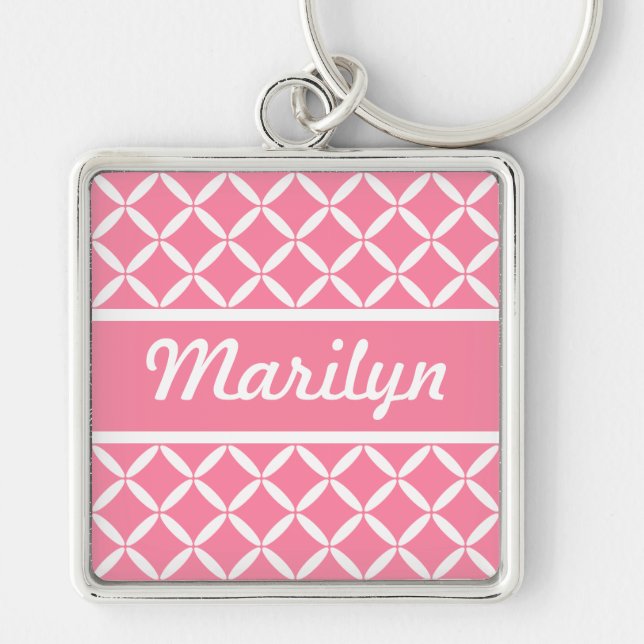 Personalized Pink Pattern Keychain (Front)