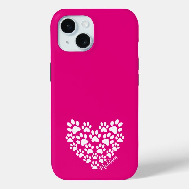 Personalized Pink Paw Print Case-Mate iPhone Case (Back)