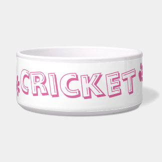 Personalized Pink "Paw Prints" Pet Bowl