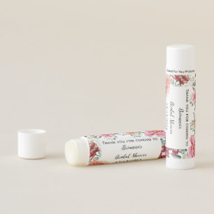 Personalized Pink Peach Floral Bridal Shower  Lip Balm