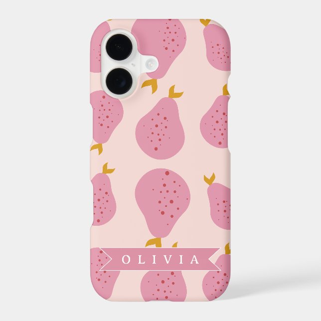 Personalized Pink Pear Pattern Cute Girly Fruit Case-Mate iPhone Case (Back)