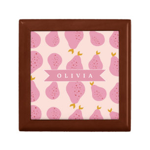 Personalized Pink Pear Pattern Cute Girly Fruit Gift Box