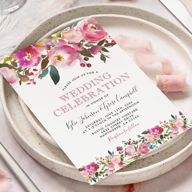 Personalized Pink Peony Floral Wedding Invitation (Creator Uploaded)