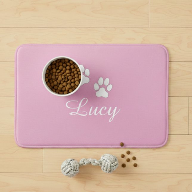 Personalized Pink Pet Feeding Mat with Name (Creator Uploaded)