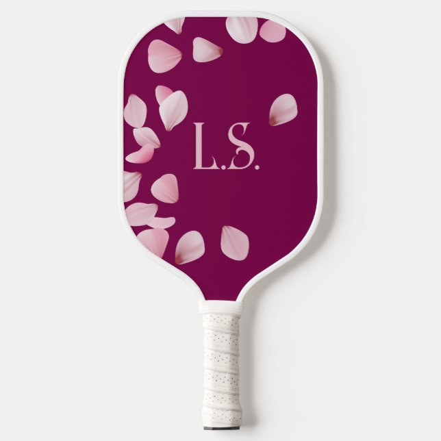 Personalized Pink Petals Monogram Pickleball Paddle (Front)