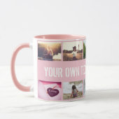 Personalized pink photo collage and text mug (Left)