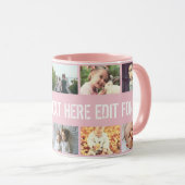 Personalized pink photo collage and text mug (Front Right)