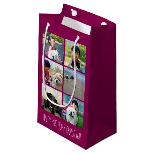 Personalized Pink Photo Mosaic Picture Collage Small Gift Bag
