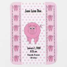Personalized Pink Pig Blanket (two-sided)