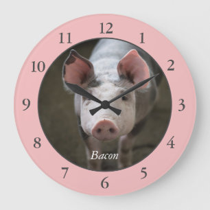 Personalized Pink Pig Large Clock