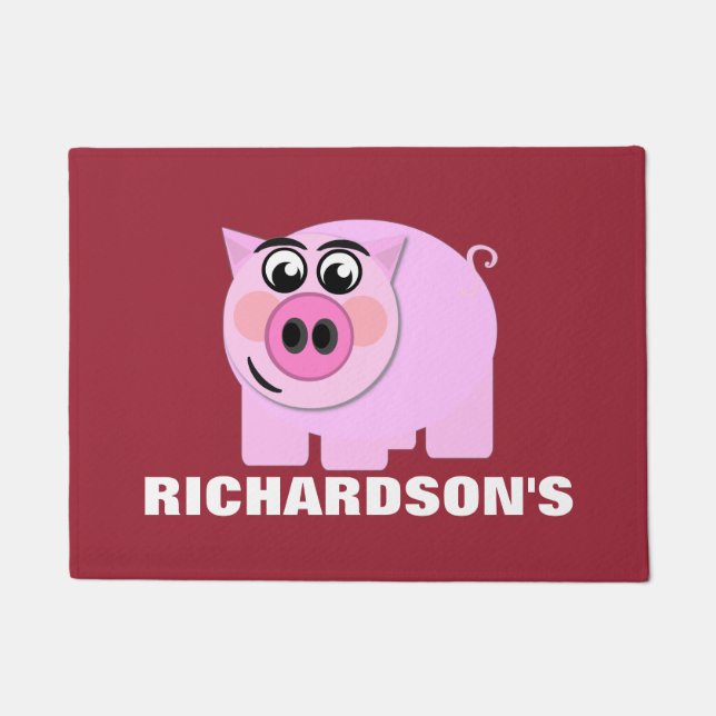 Personalized Pink Piggy Doormat (Front)