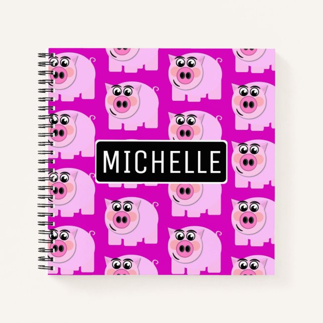 Personalized Pink Piggy Notebook (Front)