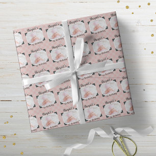 Personalized Pink Plaid Baby Birthday Photo Wrapping Paper