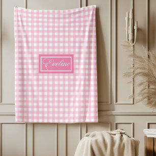 Personalized Pink Plaid Blanket Chic Cozy Accent
