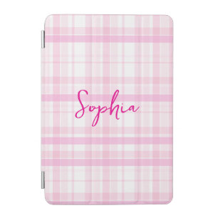 Personalized Pink Plaid iPad Cover with Name
