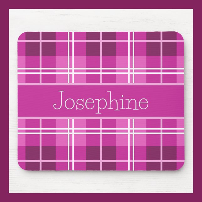 Personalized Pink Plaid Mouse Pad with Custom Name (Creator Uploaded)