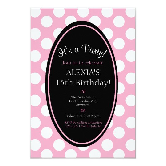 Personalized Pink Polka Dot Party Invitation | Zazzle.com