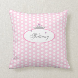 Personalized Pink Polka Dot Princess Pillow