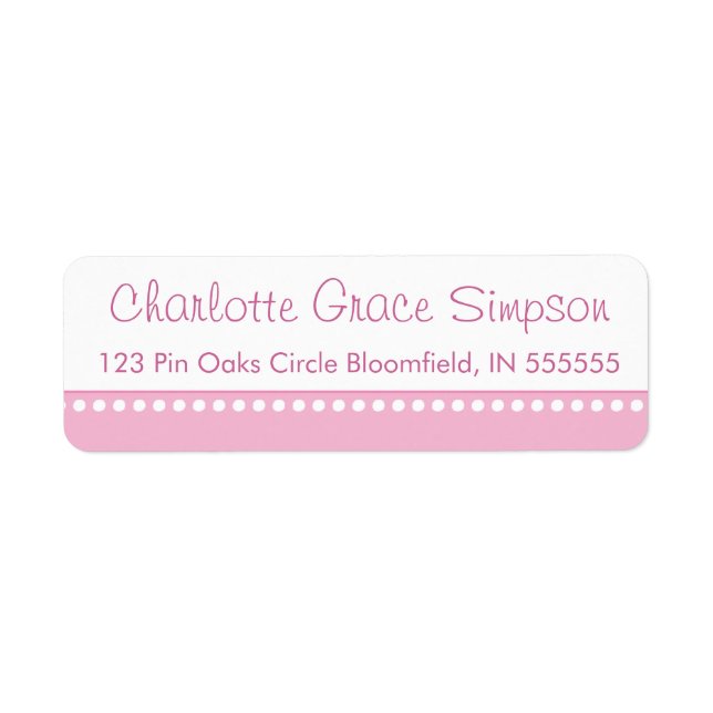 Personalized Pink Polka Dot Return Address Label (Front)