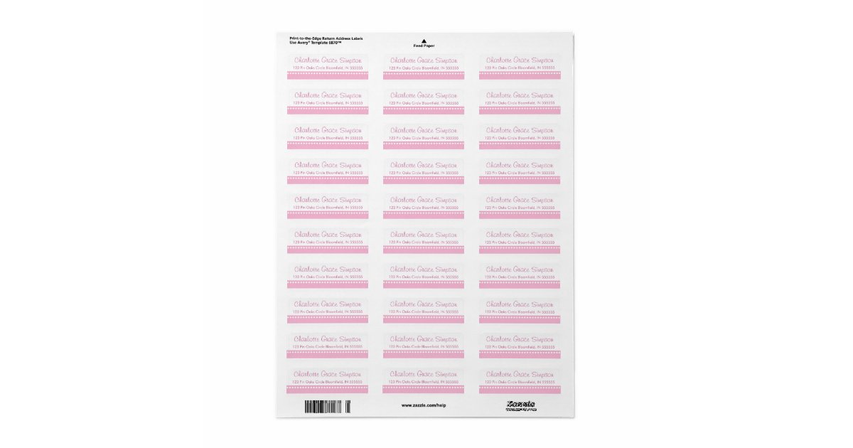 Personalized Pink Polka Dot Return Address Label | Zazzle