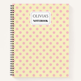 Personalized Pink Polka Dot Spiral Notebook