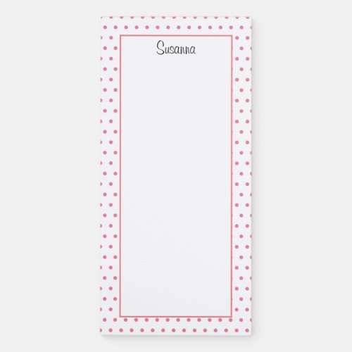 Personalized Pink Polka Dots Magnetic Notepad