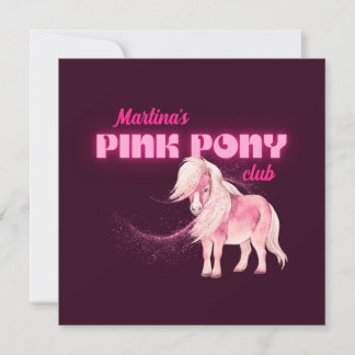 Personalized Pink Pony Club Invitation