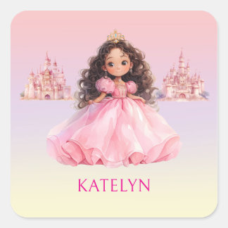 Personalized Pink Princess Birthday Sticker