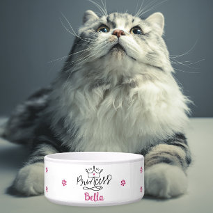Personalized Pink Princess Cat  Bowl