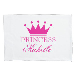 Personalized pink princess crown girls pillowcase