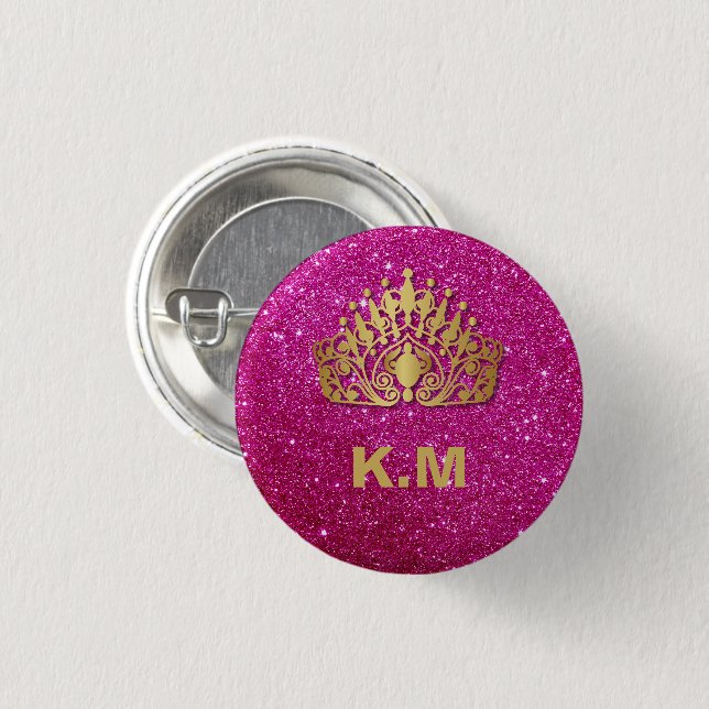 Personalized Pink Princess Nail Manicure Button (Front & Back)