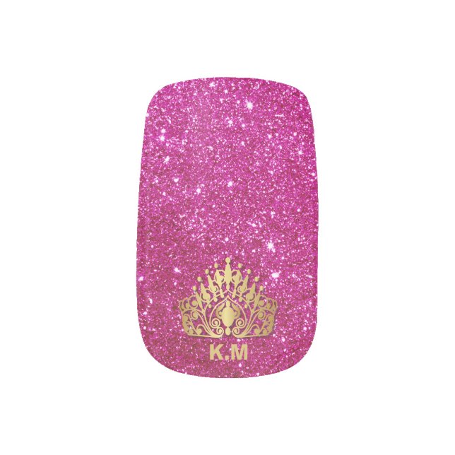 Personalized Pink Princess Nail Manicure Minx Nail Art (Left Thumb)