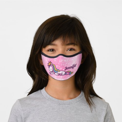 Personalized pink princess unicorn glitter w name premium face mask