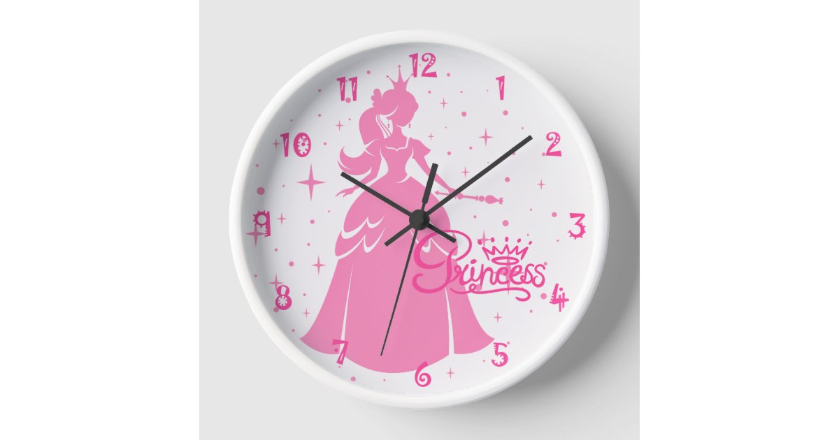 Personalized Pink Princess Wall Clock | Zazzle